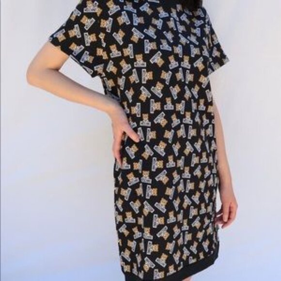 Authentic Moschino Allover Bear Print Sweatshirt Mini Dress - Picture 13 of 14